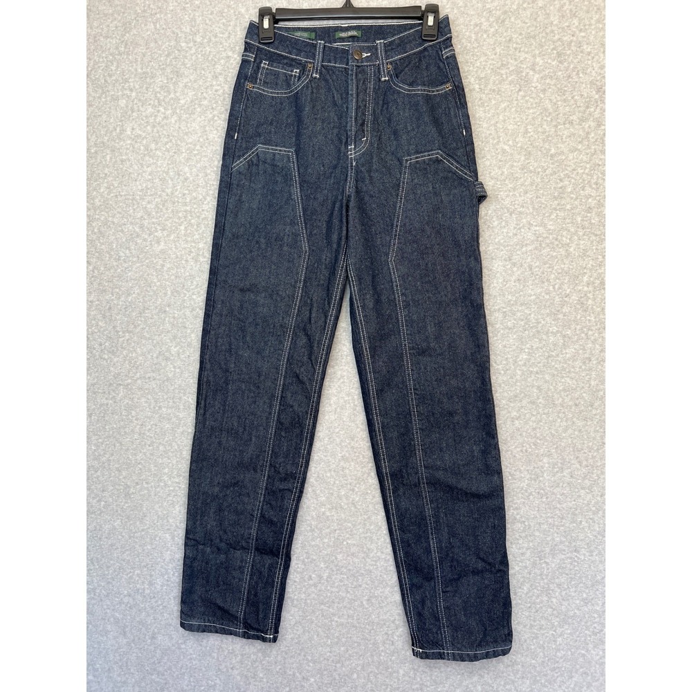 Wild Fable High Rise Straight Leg Carpenter Jeans Dark Wash Contrast Stitch Sz0